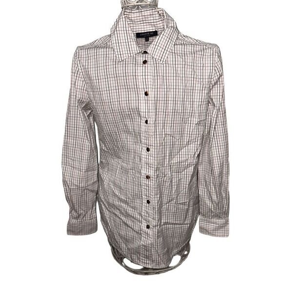 EXCELLENT CONDITION Retails: $378 Lafayette 148 New James Checked Shirt Sagebrus - Picture 2 of 14